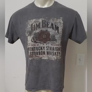 Jim Beam Mens Distressed Graphic Label Logo Short Sleeve Shirt Size M